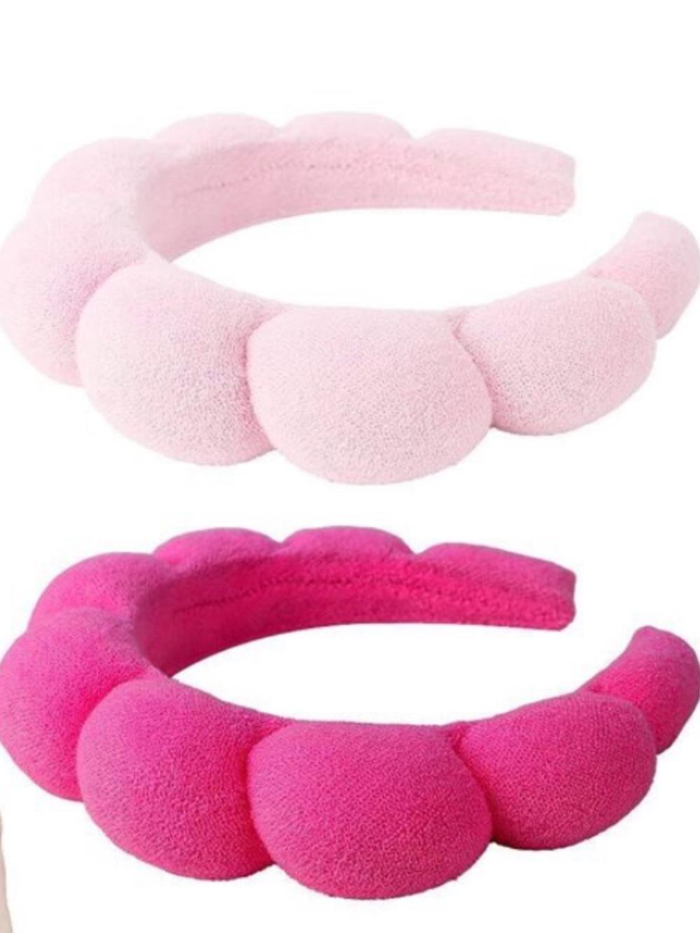 🦋 2 Lancome Plush Bubble Headbands - Light Pink & Hot Pink New